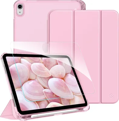 Produktbild von Fintie Hülle für iPad 11. Generation 2025 11 Zoll, iPad 10. Generation 2022 10.9 Zoll mit Schutzfolie - ultradünne leichte transparenter Rückseite Schutzhülle Case Cover mit Stifthalter, Rosa