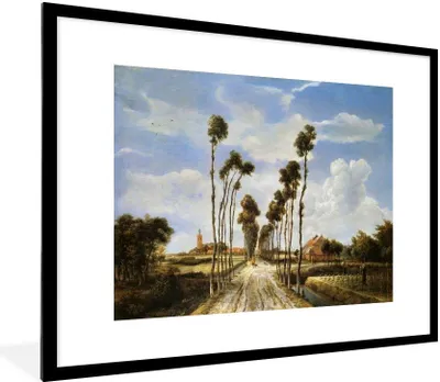 Produktbild von MuchoWow® MuchoWow® Gerahmtes Poster Die Gasse von Middelharnis - Gemälde von Meindert Hobbema 80x60 cm - Poster mit zchwarzem Bilderrahmen - Schlafzimmer-Dekorationen - Fotoposter