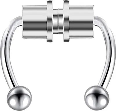 Produktbild von Nasenring, wiederverwendbar, nicht durchdringend, Legierung, gefälschter magnetischer Hufeisen-Nasenring für Party-Silber