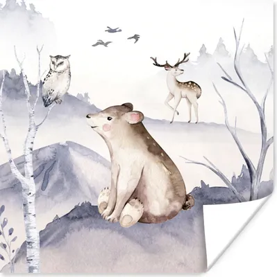 Produktbild von MuchoWow® Poster Tiere - Winter - Eule 50x50 cm - Wohnzimmerdekoration