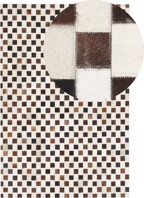 Produktbild von BELIANI Teppich Braun/Beige Kuhfell rechteckig 140 x 200 cm Patchwork Lederteppich für Wohnzimmer Schlafzimmer Flur Salon Esszimmer