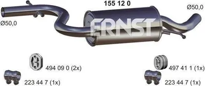 Produktbild von ERNST 155120 Mittelschalldämpfer Schalldämpfer für VW TOURAN (1T1, 1T2)