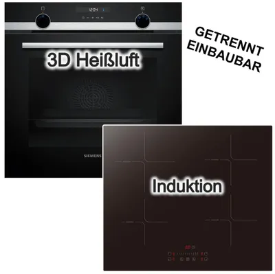 Produktbild von Herdset Siemens Backofen 3D Heißluft Hydrolyse Schnellheizen + Induktionskochfeld PKM TouchControl Booster
