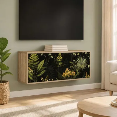 Image de Meuble TV mural exclusif RHENEN, dimensions : 102 x 33 x 40 cm, finition chêne Sonoma
