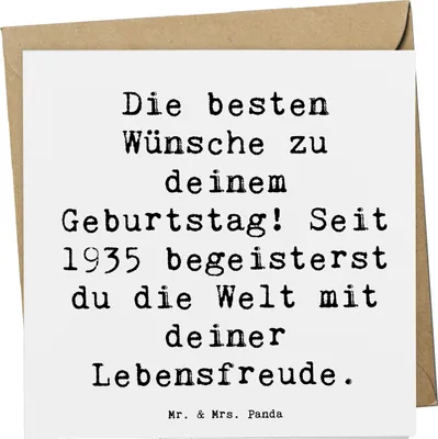Produktbild von Mr. & Mrs. Panda Klappkarte Spruch 1935 Geburtstag - Weiß - Geschenk, Jahrgang, Grußkarte, anlasskarte, Geburtstagsgeschenk, faltkarte, Glückwunschkarte, Glückwunsch