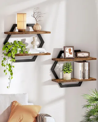 Image de Ensemble de 2 étagères hexagonales murales pour la décoration