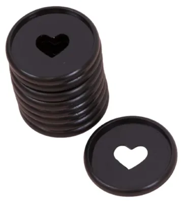 Scheibenringe 9er-Set, 35 mm, Kunststoff, schwarz, mit Herz-Motiv, für Planer
