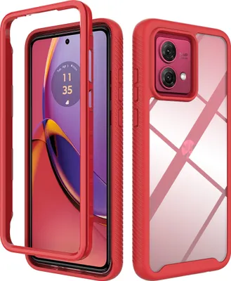 Produktbild von Moto G84 Hülle, Hybrid Transparente Rückseite TPU Bumper Stoßfest Schutzhülle für Motorola Moto G84 Rot