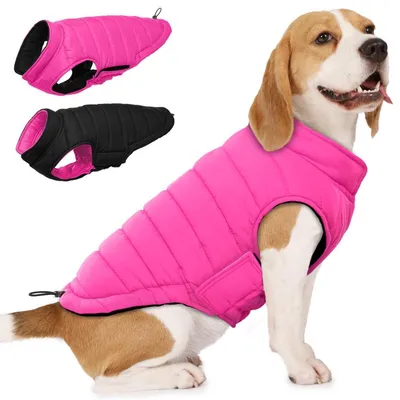 Produktbild von Hundemantel Winterjacke Wasserdicht Wendbar Winddicht Klettverschluss Rosa L