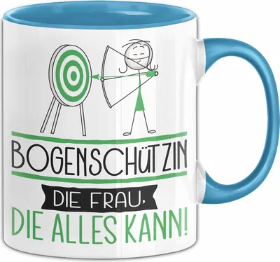 Produktbild von Bogenschützin Geschenk Tasse Becher Die Frau Die Allen Kann Geschenkidee für eine Bogenschützin Lustig (Blau)
