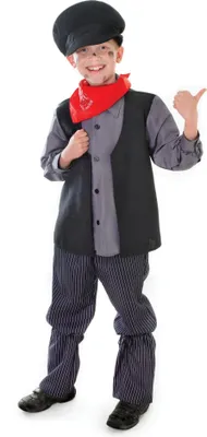 Produktbild von Bristol Novelty Kinder Schornsteinfeger Kostüm BN2607 (M) (Schwarz/Grau/Rot)