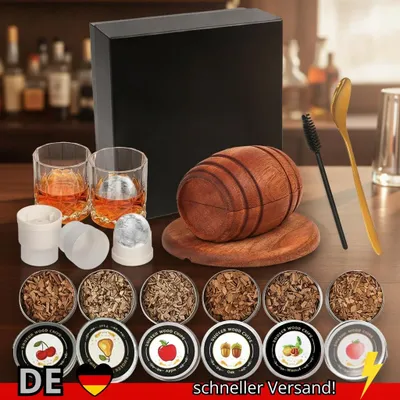 Produktbild von Whiskey-Räucher-Set mit Holzspäne 6 Geschmacksrichtungen Altmodisches