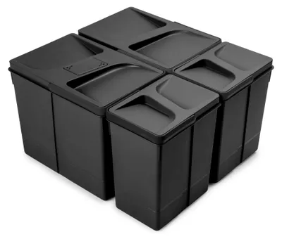 Productafbeelding van Emuca recyclebakken voor keukenkasten, met een geurafsluitende deksel, hoogte 266 mm