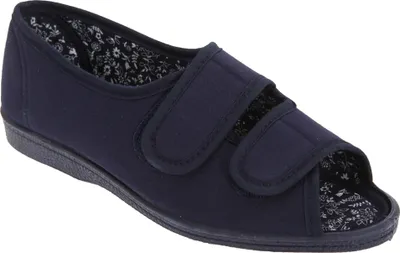 Produktbild von San Diego Damen Sandalen / Hausschuhe / Freizeitschuhe mit Klettverschluss, weite Passform, Zehenöffnung DF473 (39 EUR) (Marineblau)
