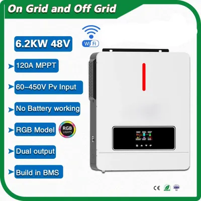 Obrázek produktu pro Hybridní solární měnič – 6,2 kW výkon – MPPT nabíjecí regulátor – výstup s čistou sinusovou vlnou