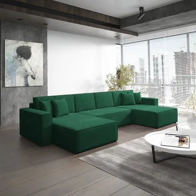 Produktbild von Wohnlandschaft Schlafsofa Sofa CONOR PREMIUM Stoff Kronos Dunkelgrün