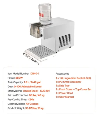 Image de Machine à glace « Flocons de neige », vitesses réglables, production élevée de glace, 40 kg par 24 heures