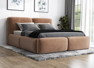Produktbild von Polsterbett WOLKE  90x200 mit Matratze und Bettkasten. Farbe: Braun.
