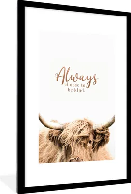 Produktbild von MuchoWow® Gerahmtes Poster Schottischer Highlander - Sprichwörter - Weiß 60x90 cm - Poster mit Schwarzem Bilderrahmen Wandposter Rahmen Foto Bilder - Dekoration - Wandposter Wohnzimmer - Hochwertig