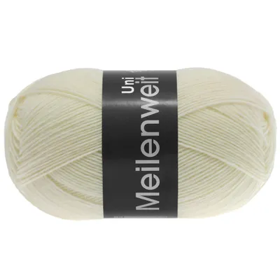 Produktbild von Lana Grossa MEILENWEIT 100 g UNI 4-fach Sockenwolle in Uni-Farben 420 m Farbe 1113 - Rohweiß