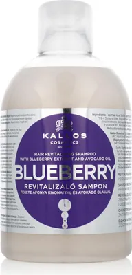 Obrázek produktu pro Kallos KJMN Blueberry Revitalizing Shampoo, 1000 ml, Šampon, Ženy, Poškozené vlasy, Suché vlasy, Výživa, Revitalizační, Lesklý, Láhev
