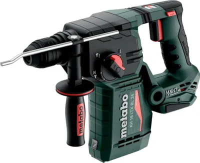 A studio shot of a Metabo KH 18 LTX BL 24 cordless rotary hammer.