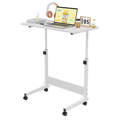 Produktbild von Laptoptisch mit Rollen höhenverstellbar Computertisch 80x40cm Bürotisch Weiß