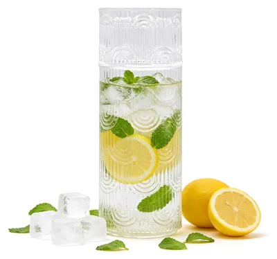 Glaskaraffe 640 ml mit Gläsern, Krug für Eistee & Saft