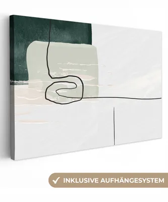 Produktbild von OneMillionCanvasses® - Leinwandbilder - 150x100 cm, Abstrakt - Kunst - Grün - Weiß - Farbe, Wandbilder Kunstdruck Wanddekoration - Foto auf Leinwand - Gemälde auf Holzrahmen