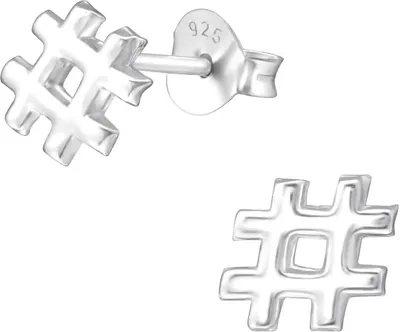 Produktbild von Ohrstecker 925 Sterling Silber mit Hashtag