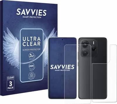 Produktbild von 6x Für Xiaomi Redmi Note 14 (Display+Rückseite) Schutzfolie Savvies Displayschutz Display Schutz Folie Klar Transparent