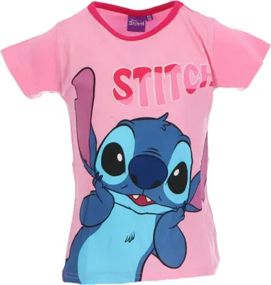Produktbild von Lilo & Stitch T-Shirt für Kinder aus Baumwolle mit Aufdruck Größe 6 Jahre Rosa