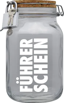 Produktbild von Spardose Geld Geschenk Ideen Führerschein Transparent Größe XL 2 Liter