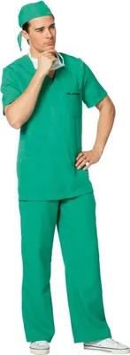 Image de Ensemble chirurgien : haut, pantalon, charlotte et masque Costume de carnaval pour homme, taille : 58