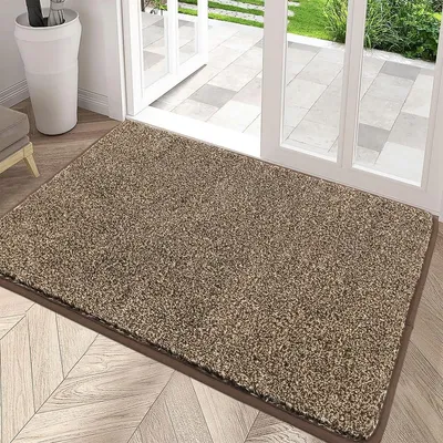 Image de Tapis antidérapants de 80x120 cm, couleur marron, avec dos en caoutchouc, pour intérieur