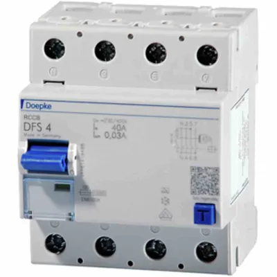 Zdjęcie produktu dla DOEPKE FI-Schutzsch.63A DFS4A063-4/0,03-A Typ A 4-polig 30mA 230/400V DFS4-063-4/0,03-A (09144901)