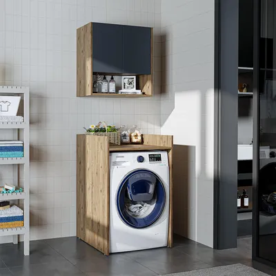 Immagine prodotto di Armadio da appoggio per lavatrice Roomart, larghezza 65 cm, rovere antracite