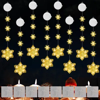 8 LED Schneeflocken Lichterkette Timer warmweiß Weihnachtsdeko