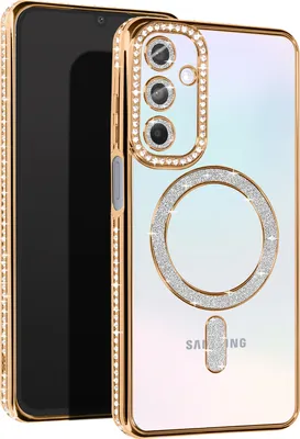 Produktbild von Avizar, Diamant-Hülle für Samsung A15 – MagSafe-Schutz mit Strass-Rand, Gold