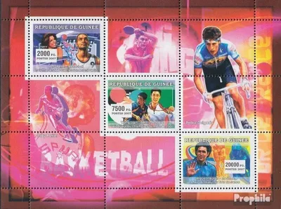 Produktbild von Briefmarken Guinea 2007 Mi 4569-4571 Kleinbogen (kompl. Ausgabe) postfrisch Basketball - Tischtennis - Radsport