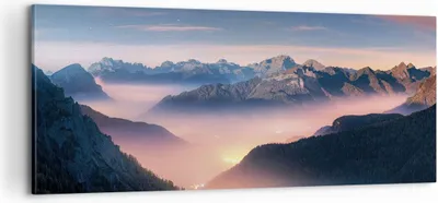 Produktbild von Bild auf Leinwand - Leinwandbild - Einteilig - Berge Wolken Nebel - 100x40cm - Wand Bild - Wanddeko - Wandbilder - Leinwanddruck - Bilder - Wanddekoration - Leinwand bilder - Wandbild - AB100x40-5004
