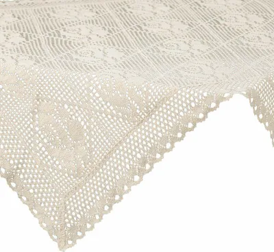 Image de EUROFIRANY | nappe - nappe centrale - beige nappe - 85 x 85 cm - fait au crochet