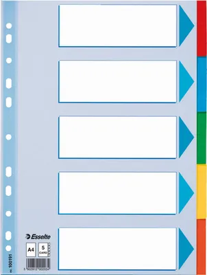 Produktbild von Esselte Karton Register blanko A4 5-teilig mehrfarbig