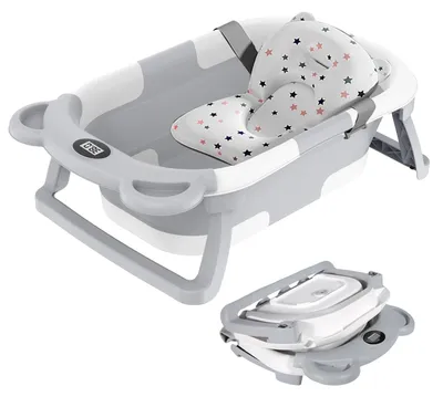 Produktbild von Babybadewanne, integriertes Thermometer, faltbares Design, Neues Grau