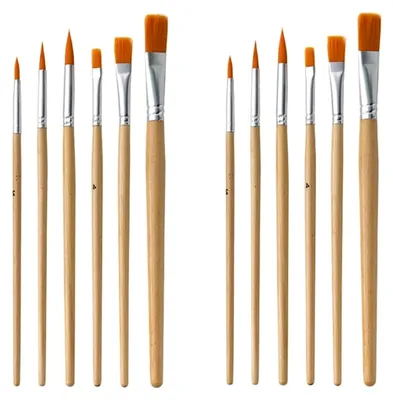 Produktbild von 12-teiliges Pinselset aus Nylonhaar mit Holzgriff für Aquarell- und Acrylmalerei