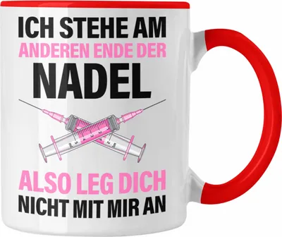 Produktbild von Trendation - Krankenschwester Tasse Geschenk Propofol Spritze Geschenk Krankenschwestern Kaffeetasse Ärtzin Arzthelferin (Rot)