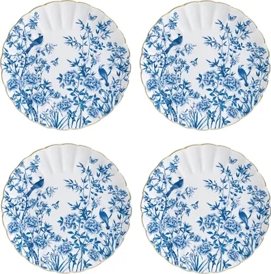 Produktbild von 4er Set Kuchenteller PARADISE GARDEN D. 19cm weiß blau Porzellan Easy Life
