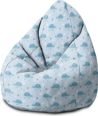 Produktbild von Dreamroots Bean Bag Sitzsack Kinder mit füllung, Bodenkissen Kinder Sitzsack, Sitzsack Kinderzimmer 70x70x105 cm, Sitzkissen Boden Kinder, Happy Whale