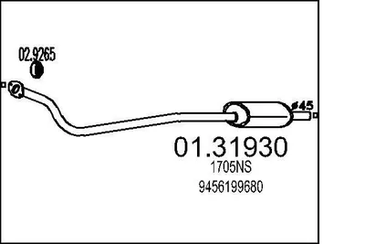 Produktbild von MTS 01.31930 Vorschalldämpfer Schalldämpfer für FIAT Scudo Kastenwagen (220) Scudo Kombi (220) SCUDO Pritsche/Fahrgestell (220) passend für PEUGEOT