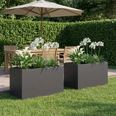 Produktbild von Maison Exclusive - Garten-Pflanzgefäß 2 stk. Schwarz 80 x 50 x 50 cm